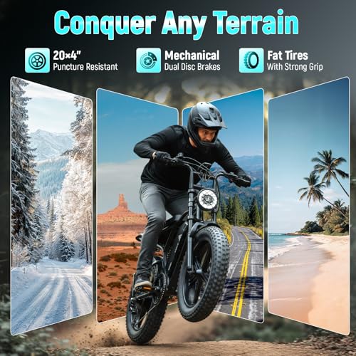 Image of TST Electric Bike for Adult, Up to 28 MPH and 60 /100 Miles Long Range E Bike, 20 inch Fat Tire E-Bike, 1500W Peak Motor, 48V 15Ah /25Ah Removable Battery, Dual Suspension (25Ah-Black)