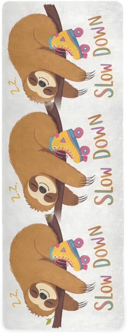 ALAZA Sloth Skates Yoga Mat Non Slip Fitness Exercise Mat, Workout Mat for Yoga, Pilates and Floor Exercises