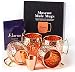 Moscow Mule Copper Mugs Set - 4 Authentic Handcrafted Mugs (16 oz.) with Shot Glass (2 oz.) - Food Safe Pure Solid Copper Mugs - Gift set with Recipe Book Included