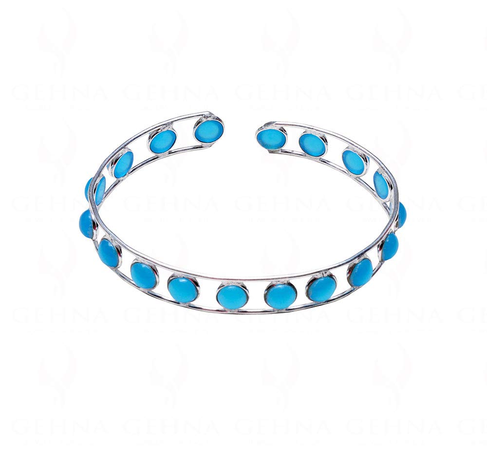 Gehna JaipurBlue Chalcedony Color Stone Studded Bracelet Gb1173