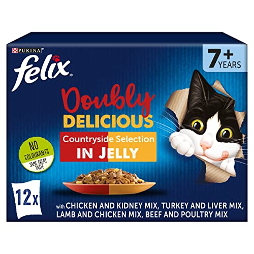 Felix Doubly Delicious 7+ Meat Cat Food 12x100g, Pack of 4