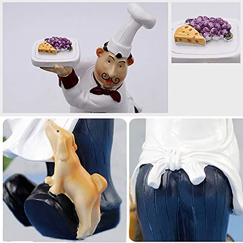 Chef Figurine For Kitchen Decor, Chef Holding Fruits & Bread With Puppy Figurines Chef Puppy Statue For Counter Top, Cabinet,Cupboard, Home Kitchen Cook Restaurant Décor #TOP4