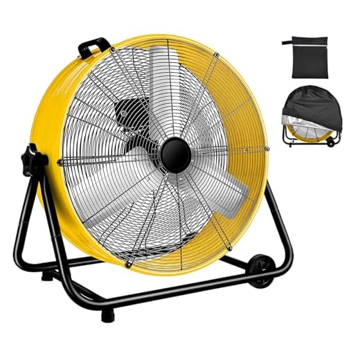WARMLREC Ventilador industrial de 61 cm, tambor resistente de 3 velocidades, 7.200 CFM, ventilador de alta velocidade para circulação de ar, para armazém, oficina, fábrica, comercial, residencial e amarelo de estufa