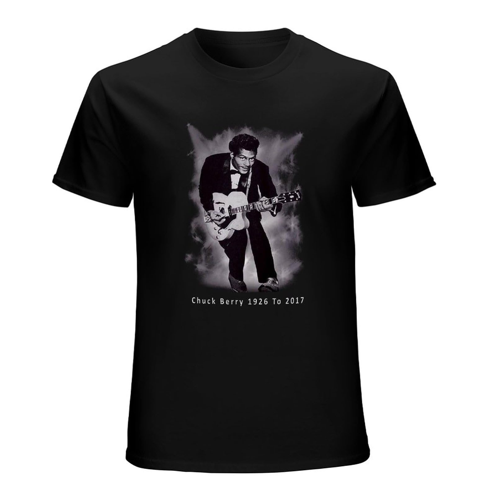 Chuck Berry Tribute Rip 1926-2017 Rock Men's T-Shirt Unisex Black Cotton Print Tee Shirts L