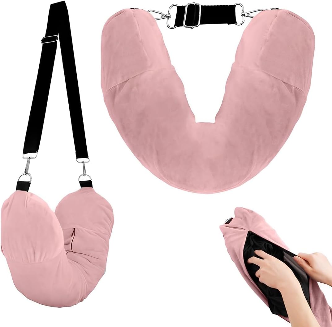 Coussin de Voyage Avion,Remplissable Tour de Cou Avion,Velours de Cristal Oreiller de Voyage,Multifonctionnel Portable avec Bretelles Réglables Amovibles,Espace de Stockage Supplémentaire,rose Coussin de Voyage Avion,Remplissable Tour de Cou Avion,Velours de Cristal Oreiller de Voyage,Multifonctionnel Portable avec Bretelles Réglables Amovibles,Espace de Stockage Supplémentaire,rose