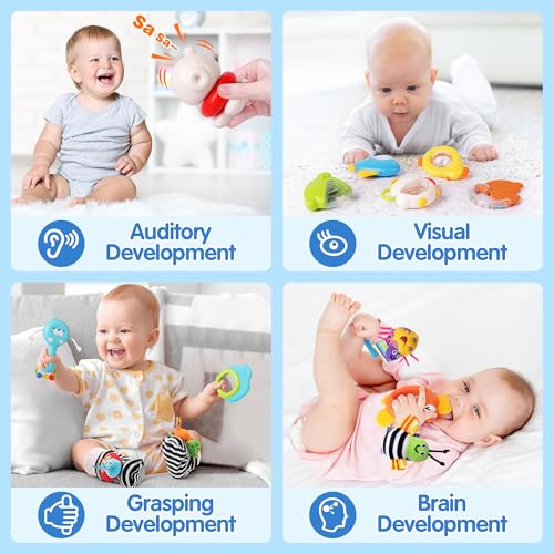 Ensemble de 14 hochets pour bébé - Jouet pour nouveau-né - Chaussettes avec boîte de rangement - Jouet pour bébé de 0 à 12 mois - Cadeau Montessori pour garçons et filles – Image 3