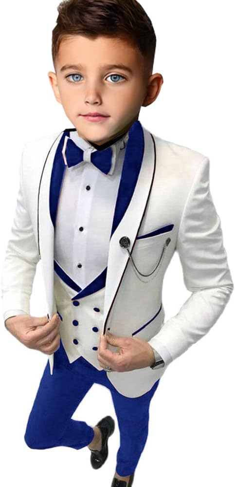 Rdzding Boys Suit Jackets Slim Fit 3 Pieces Shawl Lapel Jacket Blazer Tail Tuxedos Formal Suits Party Blazer