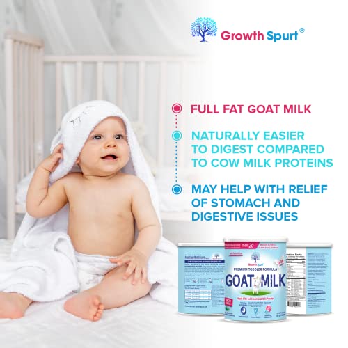 Goat Milk Toddler Formula – Growth Spurt Powdered Goat's Milk Toddler Formula – Lactoferrin, 2'-Fl Hmo, Prebiotics, Probiotics, Iron, Dha & Ara, Methylfolate, Immune Support, Non Gmo Infant Baby Transition Weaning #TOP2