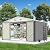 GarveeLife 10x8 Ft Outdoor Storage Shed, Large Steel Utility Tool Shed, Garden Patio Lawn Poolside Metal Shed Outdoor Storage with Sloped Roof & Locking Door Designed to Organize Tools in Yard, Gray