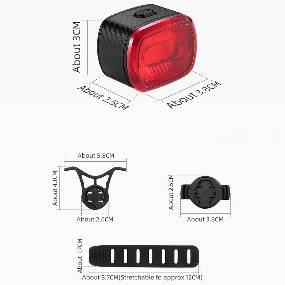 TIORU Smart Bicycle Brake Light Ipx6 Taillight Type-C Bike Tail Rear Light Auto Stop LED Riding Warning Safety Cycling Light