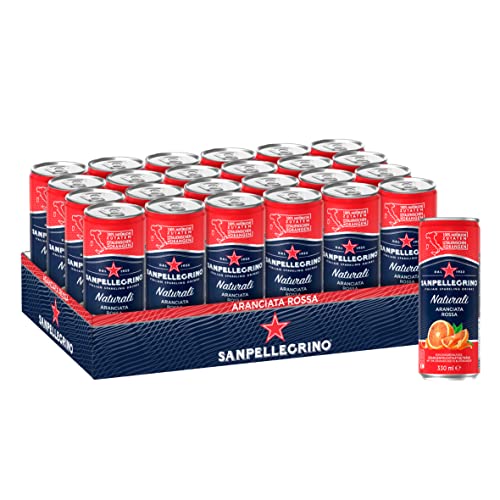 Sanpellegrino Naturali Aranciata Rossa, Orangen-Blutorangen-Limonade mit 10% Orangensaft und 5% Blutorangensaft (aus Konzentraten), 24er Pack (24 x 330ml) Einweg-Dosen Cover