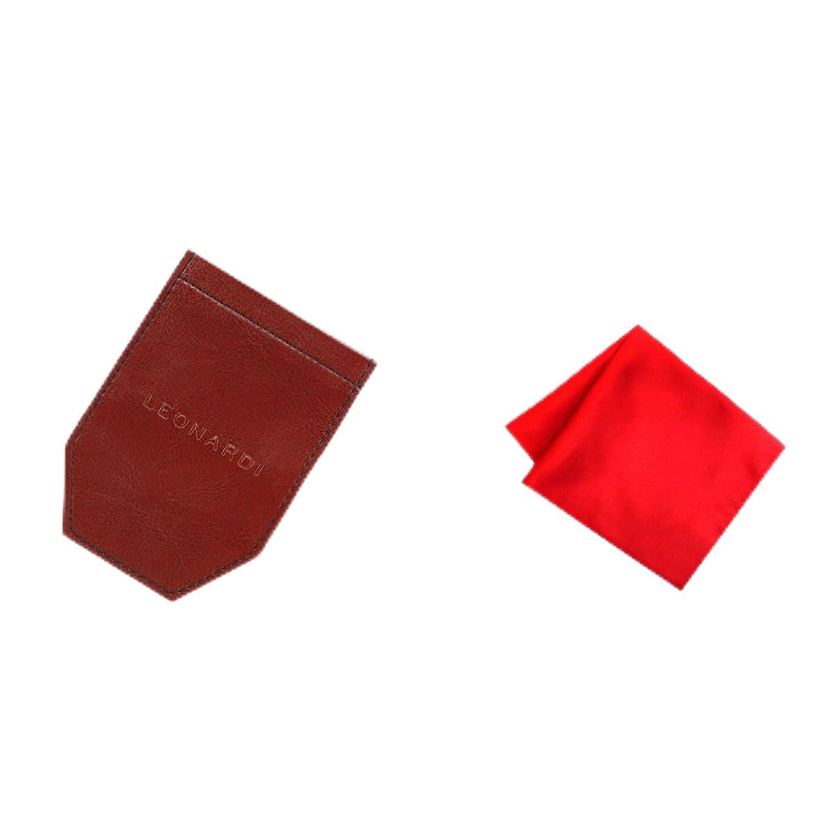 leonardi Men's Solid Pocket Square & Pocket Square Holder For Men's Combo | Microfiber | 30cm x 30cm | Pack of 2-picture-49