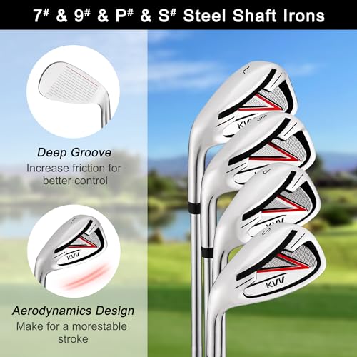Image of KVV Men Complete Golf Clubs Set, 7 /11 Piece Full Golf Club Set with /Without Stand Bag, Right & Left Handed All Golf Clubs for Men Beginner