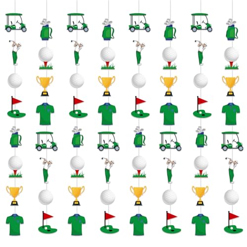 Deorfuy Golf Party Decorations - 8PCS Golf Themed Cart Hanging Garland Birthday Decoration Golf Decor for Sports Themed Supplies for Boys Men