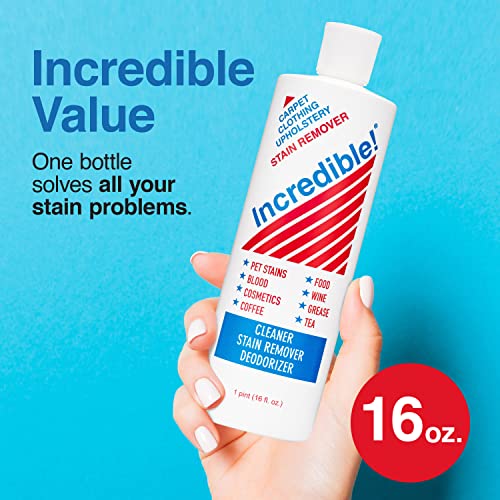incredible stain remover - commercial pack quantity professional stain cleaner for carpets fabric linen laundry mattress car upholstery  pet stains urine blood red wine 16oz pack of 6