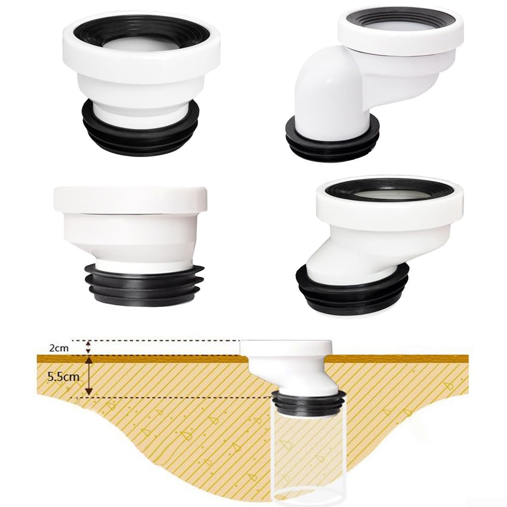 DAZZLEEX Buse de connexion de WC pour tuyau de toilette excentrique droit (décalage de 5 cm)