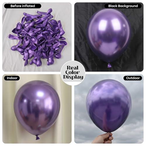 Image of Togvu Metallic Purple Balloons 50Pack 12 Inch Chrome Purple Latex Party Balloons for Birthday Party Wedding Bridal Baby Shower Bachelorette Decorations
