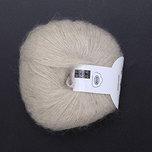 Soft Mohair Cashmere Wool Knitting Yarn Lightweight Hand Knitwear Yarn DIY Shawl Scarf Crochet Thread with A Crochet for Sewing Accessories(Cream-Colored) - Image 4