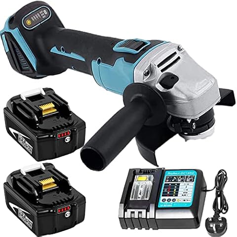 Cordless Angle Grinder, Cutting Grinding Polishing, Variable Speed Angle Grinder Brushless 125mm, with 2 x 5500mAh and DC18RC Charger Cover