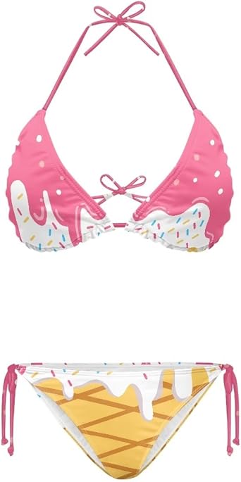 Womens Triangle Bikini Sets Tie Side Halter Bikini Sexy Bikini Set Bathing Suit Oversized Bandeau Swimsuits XS-2XL