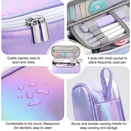 Image of Jcocylse Large Capacity Pencil Case Portable Pencil Pouch Bag School Supplies for College Students Girls Boys Adults (Purple)