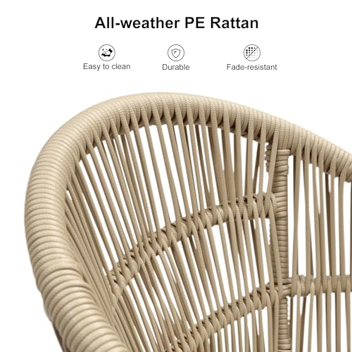 Image of PURPLE LEAF 9 Pieces Outdoor Dining Set with Patio Aluminium Dining Table and Woven Rattan Chairs Modern Metal Furniture Cushions Sets for Garden Yard Indoor Kitchen Champagne