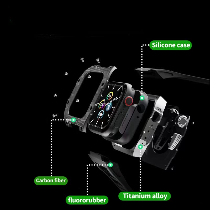 Boîtier carbone pour iWatch 6 5 SE 44mm | Kit de modification antichoc en silicone