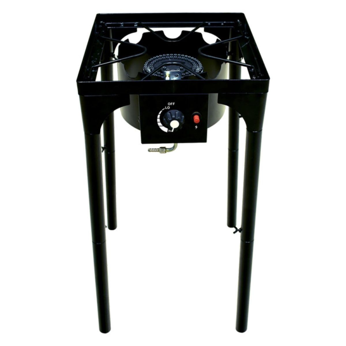INTEC - Fornello a gas 1 fuoco 4500 W 4 piedi modulabili 3 altezze bruciatore in ghisa - Cucina esterna 40 x 40 x 78 cm Accensione Piezo