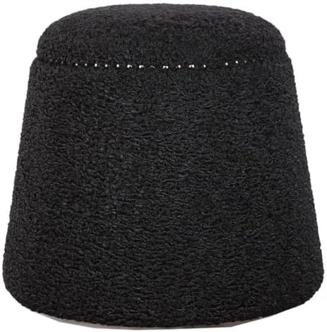 Uttermost Gumdrop - 18.5 inch Ottoman - 18.5 inches Wide by 18.5 inches deep-Black Faux Shearling/Black Nickel Finish