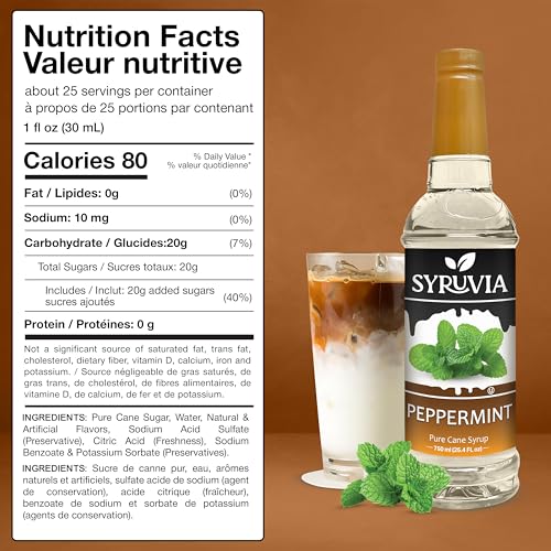 Syruvia Peppermint Coffee Syrup 25.4 Fl Oz