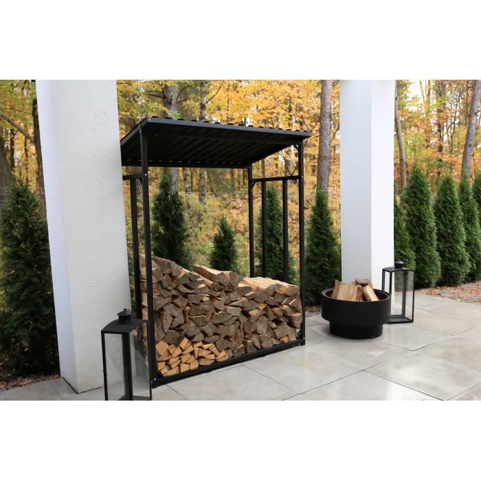Grindi - Kaminholzregal Kaminholzständer Brennholzregal Holzaufbewahrung - Rakau I, 110x70x145 - Holzkorb für Kaminholz & Holzlager, Holzunterstand für innen und außen