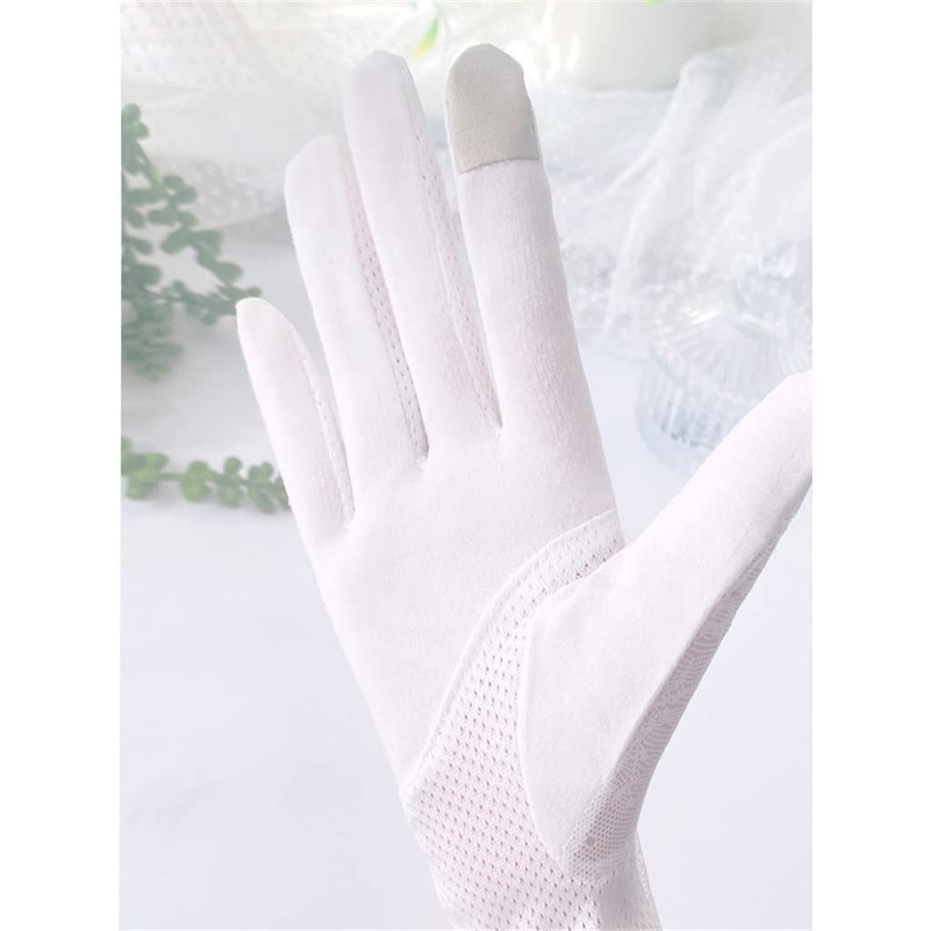 gloves women's lace thin touch screen ice silk bow driving electric car