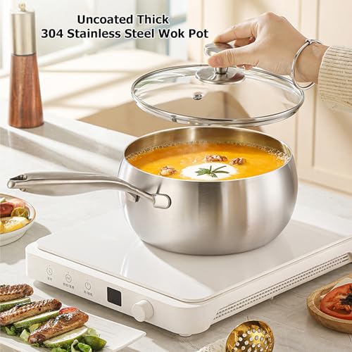 Wok de Acero Inoxidable 304 con Tapa, 7.87 in miniatura 2