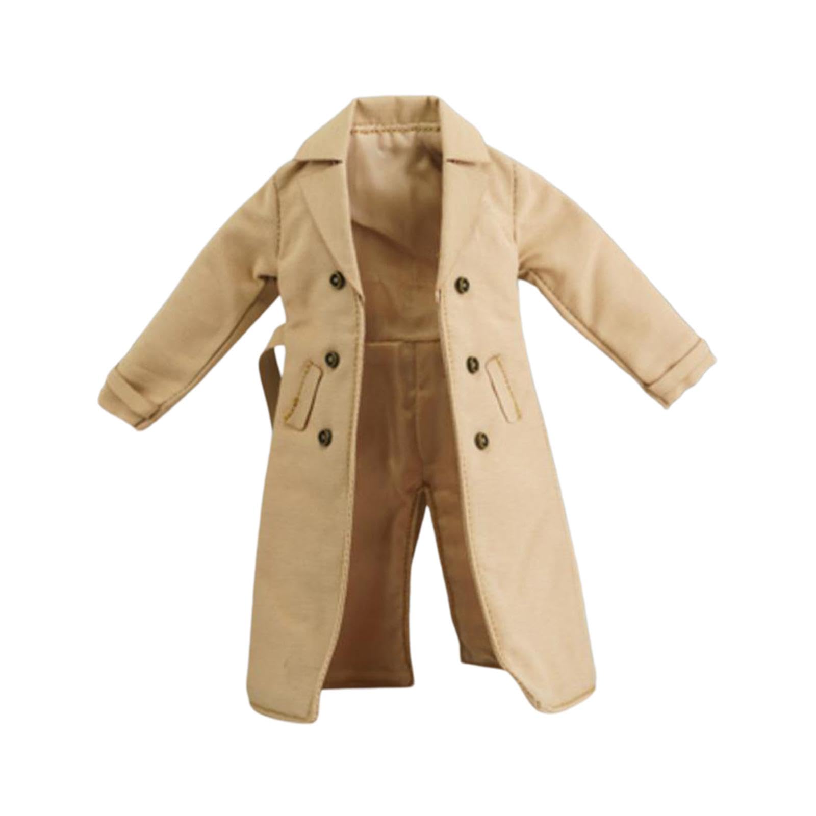 Oshhni Trenchcoat-Kostüm im Maßstab 1:12, handgefertigte Puppenkleidung, Miniaturkleidung für 6-Zoll-Actionfiguren, Puppenmodell-Verkleidungszubehör, Khaki