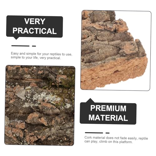 PRETYZOOM 天然コルク樹皮装飾 爬虫類登山プラットフォーム 水槽背景板 小型ペット用 で耐久性 爬虫類タンク用自然な飼育環境作りに