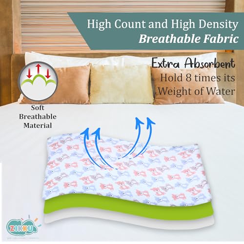 Image of Zikku Baby Printed Quick Dry Fleece Teddy Print Sheet Bed Protector (Size: Large; 100 x 140 cm; White)