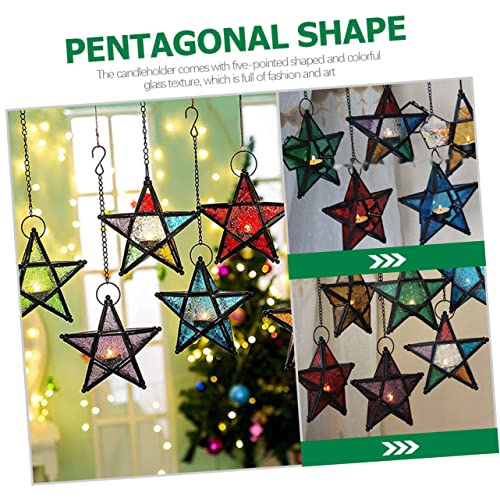 Cabilock Iron Candle Holder Wooden Lantern Retro Home Decor Wall Hanging Decor Window Decorations Candle Holder Stand Wall Hooks Decorative Wall Bracket Candle Holders Glass Banquet Metal