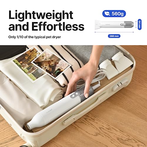 Dog Grooming Dryer Portable, Fast Drying, Neakasa F1 Pet Hair Dryer High Speed, Quiet, 560g Lightweight for Travel 3 Nozzle, 8 Modes - Image 4