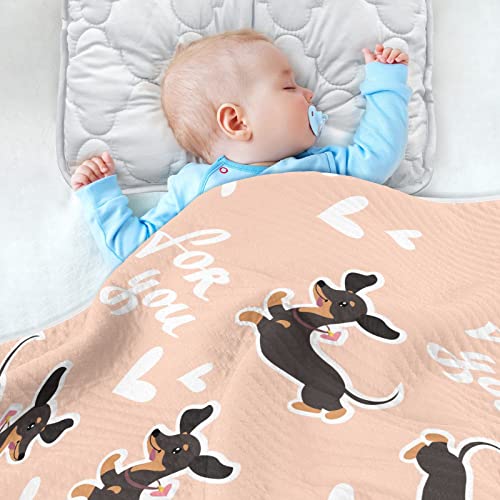 Image of Swaddle Blanket for Cute Dachshund Dog Baby Receiving Blanket Muslin Baby Swaddles Soft Cotton Breathable Nursery Blankets for Unisex Boys and Girls 30x40 Inch