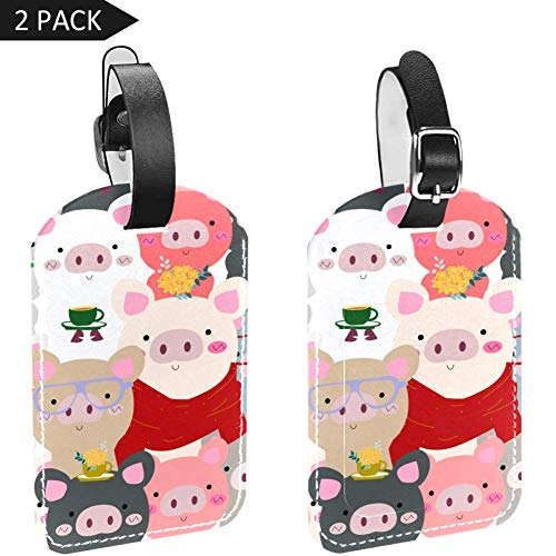 Preisvergleich Produktbild Gepäckanhänger, süßes Schweinchen, Leder, Reisegepäcketiketten, 2 Packungen