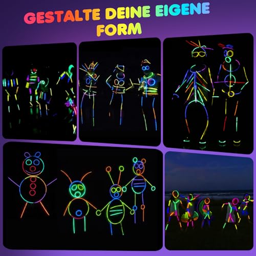 Ziitty Knicklichter Party Set, 7 Tolle Farben Knicklichter Kinder, 100 Leuchtstäbe mit 100 Verbinder für Armbänder Armringe,Neon Party Gadgets für Party Deko Hochzeiten Silvester Deko 2026