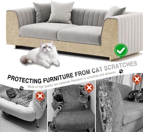 Cat Scratch Mat for Couch, Wall & Cat Tree — top-down angle highlighting key features