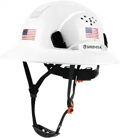GREEN DEVIL Capacete de Segurança de Construção Ventilado com Aba Completa Capacetes de Segurança de Trabalho Aprovados Pela Osha com Toalha de Resfriamento para Homens e Mulheres Suspensão de Catraca