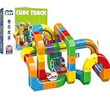 Elektrische Eisenbahn-Set mit Flexibler Rennstrecke für Kinder, Schwerkrafttrotzende 3D-Streckenführung und Motorisiertes Auto für Kinder von 3–8 Jahren – Lernspielzeug (123Pcs)