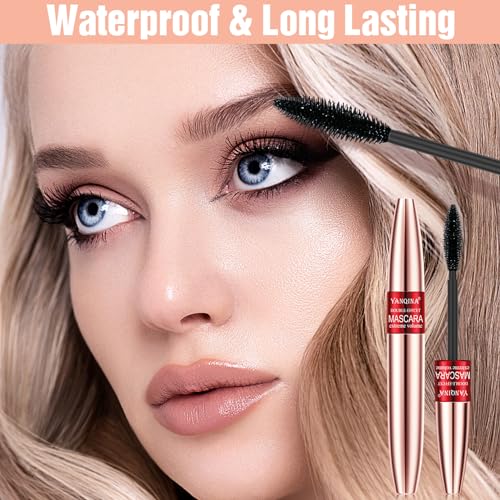 Incisite YANQINA Mascara Black Waterproof, 2-in-1 Mascara with False Lash Effect, 4D Silk Fiber Mascara for Volumizing Curling, Natural Lengthening and Thickening No Clumping No Smudging - Image 8