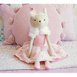 Dixie The Deer Plush Doll Handmade Stuffed Woodland Animal Toy for Kids Young Girls Cute Pink White Nursery Decor for Children Soft Cotton Linen Material 20 inch Tall