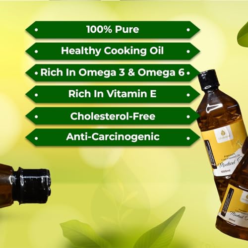Image of Trivikrama Wood Pressed Black Mustard Oil - 1 Litre | Bottle | Kolhu /Kacchi Ghani /Chekku | Natural | Chemical-Free | Cold Pressed Mustard Oil for Cooking | Sarson Oil