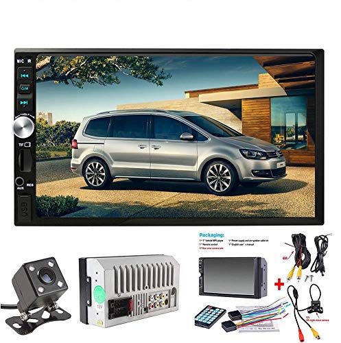 Radio de Coche de 2 DIN, Pantalla táctil de 7 Pulgadas, estéreo Doble DIN, micrófono de Apoyo BT/FM/USB/TF/AUX, HD 1080P Reproductor MP5 de Coche con cámara con Bluetooth/USB/TF con Control Remoto