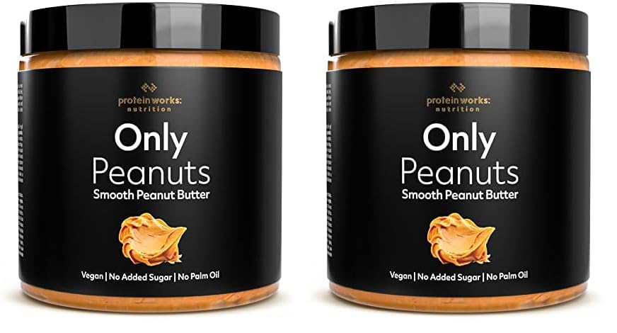 THE PROTEIN WORKS Mantequilla de Cacahuete Cremosa | 100% Natural Peanut Butter | Apto Para Veganos| Sin azúcares añadidos, conservantes ni aceite de palma | 500 g (Paquete de 2)