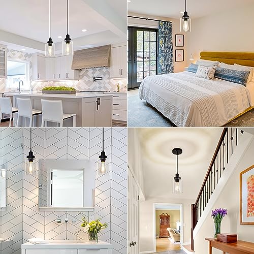Wimisom Industrial Pendant Lighting, Modern Clear Glass Shade Farmhouse Adjustable Hanging Light Fixtures For Kitchen Island Living Room Bedroom Hallway thumb #6